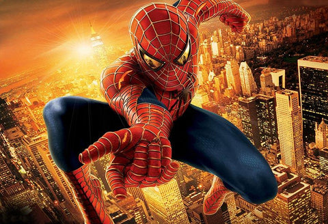 Spiderman Sunset City Superhero Photo Backdrop for Boys LV-379