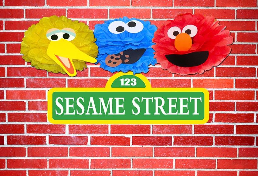 Sesame Street  Brick Wall Backdrop for Photography LV-461
