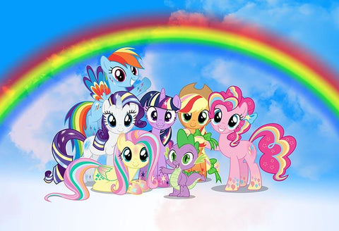 Cartoon My Little Pony Rainbow Backdrop for Children Party Photography LV-486