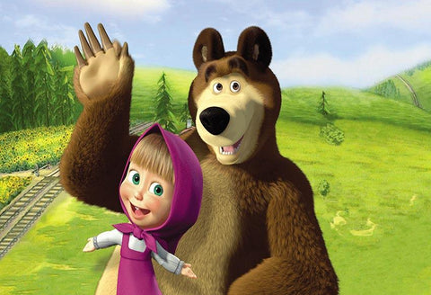 Cartoon Masha and The Bear Children Photo Backdrop LV-488