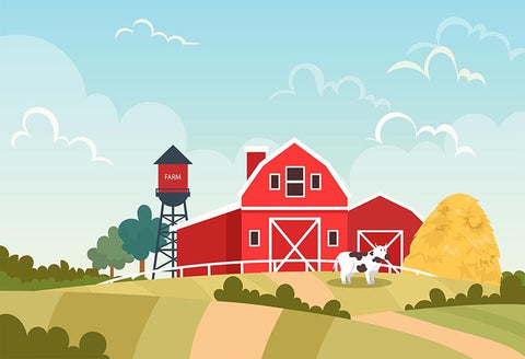 Farm Barn Red House Backdrop for Photo Studio  LV-491