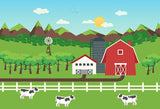 Farm Backdrop Dairy Farm Red Barn Green Photography Background  LV-495