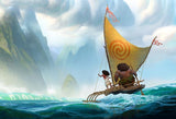 Cartoon Moana Maui Beach Theme Photography Backdrop  LV-511