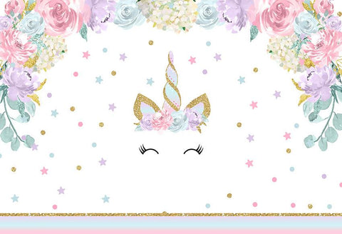 Unicorn Backdrop for Girls Birthday Party Decorations LV-530