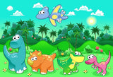 Cartoon Dinosaur Forest Green Backdrop for Photo Shoot LV-572