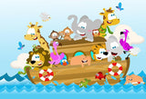 Noah's Ark Party Animals Photography Backdrop for Baby LV-579