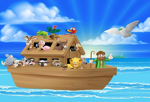 Noah's Ark Party Animals Photo Backdrop for Baby Party LV-580