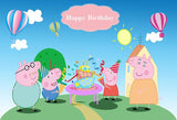 Cartoon Peppa Pig Happy Birthday Backdrop for Photo LV-616