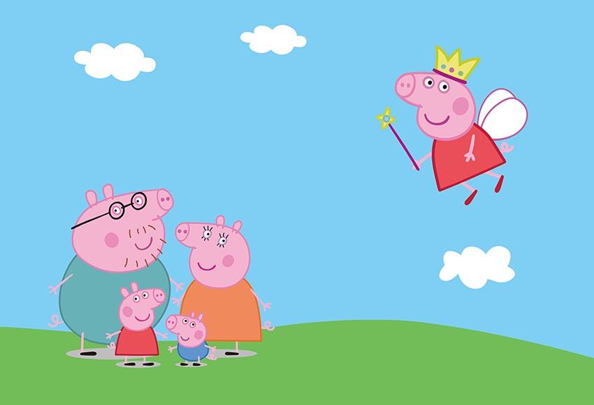 Cartoon Peppa Pig Backdrop for Children Photo LV-617