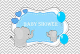 Elephant Baby Shower Grey Chevon Backdrop for Photography LV-697