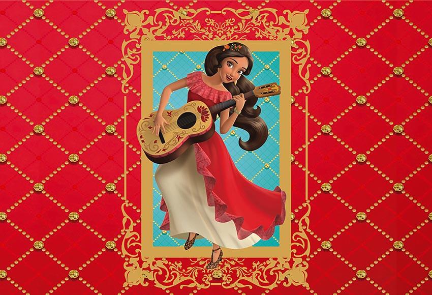 Elena of Avalor Red Party Decoration Backdrop  LV-770