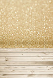Gold Bokeh Blurry With Wood Floor Backdrop for Photography LV-874