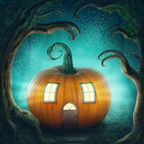 Festival Backdrops Halloween Mysterious Shiny Pumpkin House IBD-19058