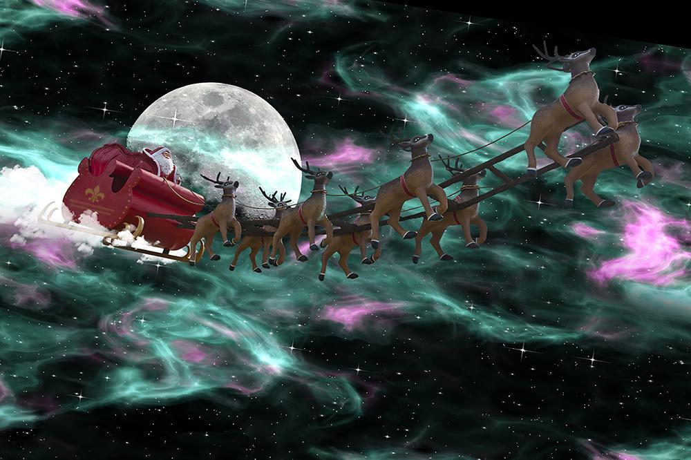 Santa Claus Elk Dark Night Christmas Backdrop for Picture DBD-H19152