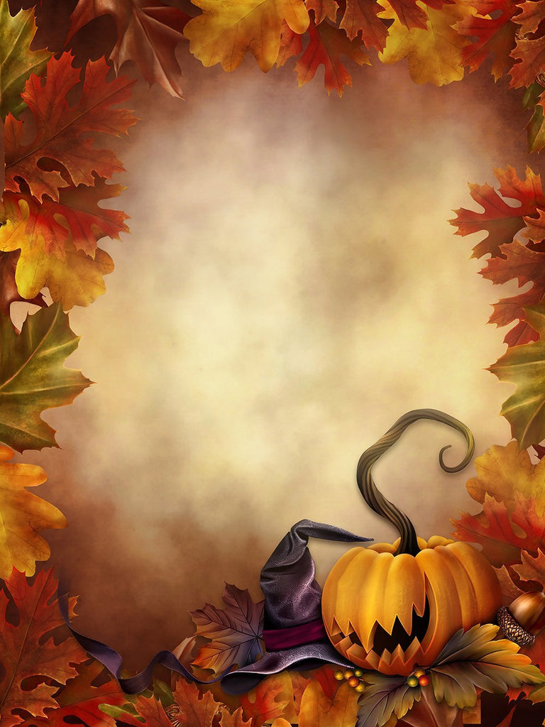 Visional Background Wizard Hat and Pumpkins Halloween Backdrops IBD-P19141